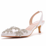 Breakj Cm Large-Size Fine-Heeled Pointed Sandals Behind The Cool Belt High Heels Water Drill High Heels Women's Golden Wedding