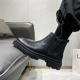 Breakj Boots Male Heighten Ankle Boots Platform Chelsea Boots High Top Men's Shoes Black And Velvet Leather Boots S52-Net Red