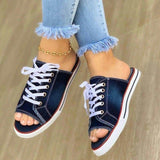 Women's Slippers In Summer, A New Style Of Slippers With Flat Soles, Flip-Flops, Casual Canvas, Color-Polished Ladies'