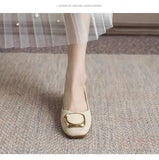 Breakj Red Fashion Light Mouth Bean Shoes 2023 Spring And Autumn New Women's Shoes Low-Heeled Comfortable Leisure Single Shoes Small Leather
