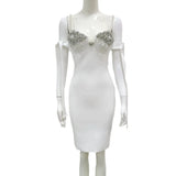 Hot Shiny Water Drill Nail Beaded Bow Tie Dress Exquisite Gorgeous Bandage