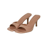 Breakj Leather High And Cool Slippers Women In The Summer Of 2025 New British Wind Square And Wear Large-Size Women's