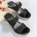 Size 2023 Summer New Retro Casual Flowers High With A Character Women's Slope Heel