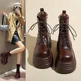 Breakj Boots Women's Shoes British Wind 2025 Autumn New Thick-Bottomed Temperament Comfortable Fashion Retro Fashion