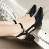 Breakj High-Heeled Women 2025 Spring New Pointed Buckle Coarse Sandals Simple Back Empty