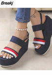 Womens Flat Sandals Summer Open Toe Wedge Plus Size 43 Women's Back Strap Comfort Casual Women's Sandals Sandalias De