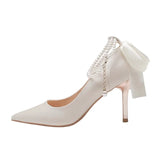 Breakj High Heels Femininity Sexy Cheongsam Shoes Dress Shoes Women White Gentle Wedding Shoes Bridal