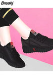 Style Casual Women's Sports Vulcanize Shoes Mesh Breathable Flying Woven Soft Sole Walking Platform Sneakers Women Tennis