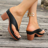 Breakj And Cool Slippers Women 2025 Summer New Large-Size Clip Feet Thick High Heel Fashion Cold