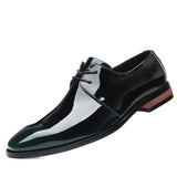 Breakj Men's Plus Size Bright Single Shoes Fashion Trend Business Leather Shoes Color Lace Men's