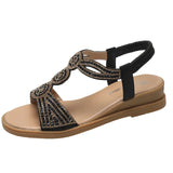 Breakj 2025 Summer New Water Drill Slope Heel Sandals Women With Roman Toe Fashion Sandals