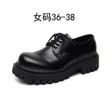 Breakj Men's Big Head Thick Sole Premium Summer Casual Leather Shoes Round Head British Port Wind Low Top Martin Boots