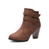 Plus Size Autumn / Winter New Frosted Martin Boots Women's Belt Buckle Thick Heel Ankle
