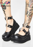 INS Brand Large Size 43 Women Heart Buckle Platform Mary Janes Pumps Sweet Lolita Cosplay Quality Goth Women's