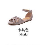 New Shoes Woman Open toe One-Strap Belt Wraps Cross-Knit Flat Women's Sandals Plus