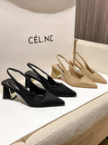 Show Thin Suede High Heel Single Shoes Female Temperament 2023 New Spring And Summer Thick Heel Simple After Empty Head