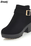2023 top quality dropship big size 48 chunky heels ankle boots women shoes woman add plush winter boots shoes