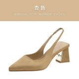 Show Thin Suede High Heel Single Shoes Female Temperament 2023 New Spring And Summer Thick Heel Simple After Empty Head