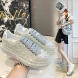 Breakj Old Dad Shoes 2023 New Water Drill Thick-Soled Casual Sneakers Women Full Of Diamond Shoes Water Drill Single