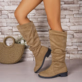 Breakj Autumn New Large Autumn Winter Folded Flat Bottom Western Cowboy Boots Long Boots Coarse And Thin