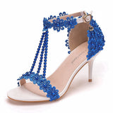 Breakj Cm Light Mouth With Sandals Fine Heel Sandals White Lace Wedding Shoes Famous Wind High Heel
