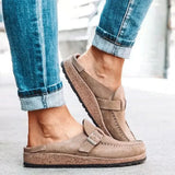 Size Slippers Women's 2023 Summer New British Belt Buckle Baotou Semi-Slippers Direct Sales Single