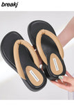 Size 35-39 Wedges Sandals Women Flip Flops Medium Heels Summer Shoes For Women 2023 Fashion Slippers Platform