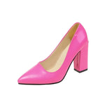 Heels Women's New Large Size Pointed Square With Shallow Fashion Patent Leather Thick With High Heel Professional Women's Single
