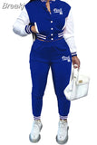 Pink Printed Baseball Coat Pants Two Piece Sets Spring Fall Outfits Womens Track Suits Casual Fashion Streetwear