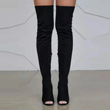 Breakj New Lady Over Knee Boots Side Zipper Fish Mouth High Fine And Large Size Over Knee Elastic