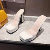 Summer New Women's Shoes 12Cm Waterproof Table High Heels Runway Show Nightclub Thick Heel Sandals Sandals
