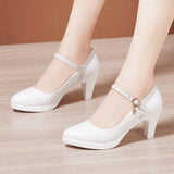 Leather Pointed Stilettos Model Catwalk High Heels Cheongsam Performance Shoes Comfortable Shallow Mouth Work Single Shoes Large