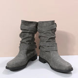 Breakj Boots Women's Size Size 2025 Autumn/Winter Round Head Shed Belt Buckle Decoration Lady