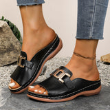 Breakj And Thick-Bottomed Slippers Women 2025 New Large-Size Casual Fashion Simple Metal Buckle Fish Mouth