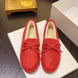 Breakj Dou Shoes Single Shoes Winter 2023 New Korean Version Of Women's Suede Flat Casual Shoes Lazy People A Foot Pedal Cotton Shoes