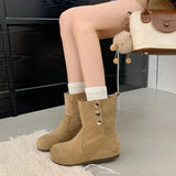 Breakj Short Barrel Boken Boots Comfortable Flat Bottom Short Boots Round Head Martin Boots 2025 Autumn And Winter New Set Casual Women