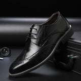 Breakj Leather Shoes Men's Versatile Business Dress Fashion Casual Men's Round Head Low Help Spring And Autumn Shoes Heighten Men's