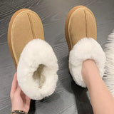 Winter Warm Fur Snow Boots Women Chunky Platform Faux Suede Ankle Boots Woman Thick Sole Long Plush Cotton Shoes Plus