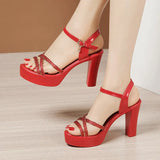 High-Heeled Model Sandals Women's Summer New Cheongsam Walking Sandals Waterproof Platform Thick Soles Large Size Open-Toed