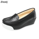 Women Wedge Platform Shoes Fashion Comfortable Increase Casual Slip-on Women's Loafers Summer Hollow Out Breathable