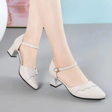 De Mujer Lady Cute Light Weight Spring & Summer Black Patent Leather Square Heel Buckle Shoes Sapatos Femininas