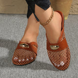 Breakj Mary Jane Mesh Permeable Bunt Yarn Breathable Flat Net Shoe