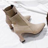 Breakj Autumn And Winter New Pointed High-Heeled Shoes Do Not Tired Feet Coarse Heel Fashion Boots Large Size Fashion Thin
