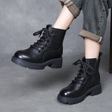Breakj Layer Of Cowhide English Style Martin Boots Women Autumn And Winter New Warm Plus Velvet Short Boots Fashion Women's