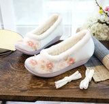 Breakj Cotton Shoes Autumn And Winter Ancient Costume Collocation With Embroidered Shoes With High Slope Heel Female Cloth