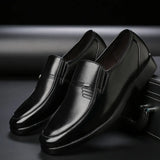Breakj Men's Plus-Size Leather Shoes Autumn Business Leisure Elderly Shoes Cover Feet Men's Shoes Black Work