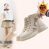 Breakj 2024 Winter Pure Color Women's Shoes With Velvet Cotton Shoes Warm High Top Platform Recreational Snow Boots Women's