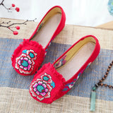 Breakj Embroidered Single Shoes Cloth Shoes Oxford Soft Sole Walk Casual Dance Shoes Square Dance