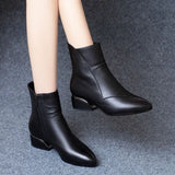 Size Soft Leather Fashion Boots Women 2023 Autumn And Winter New Pointed Short Boots Women Thick Heel Leather Shoes Women Fashion