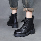 Breakj Layer Of Cowhide English Style Martin Boots Women Autumn And Winter New Warm Plus Velvet Short Boots Fashion Women's